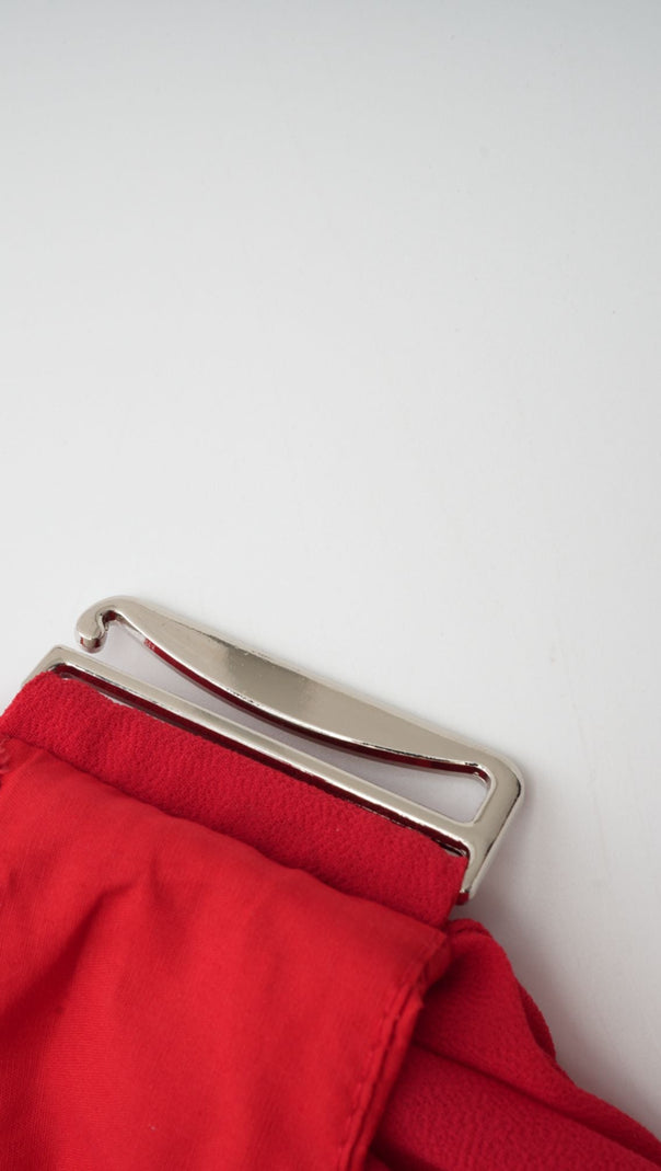 CLARABELLE RUCHED DRAPED MINI DRESS IN RED