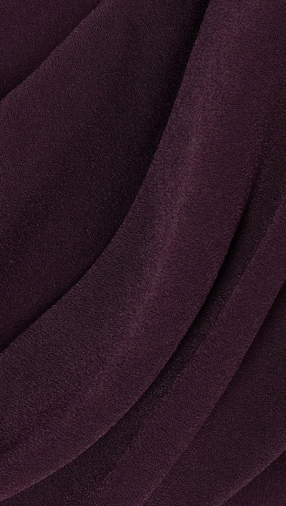 DRAPED OFF-THE-SHOULDER CREPE MAXI DRESS IN BURGUNDY