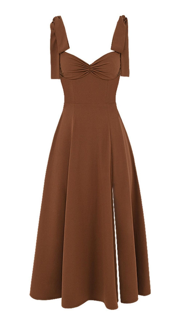Split Maxi Dress in Brown