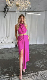 SPLIT MAXI DRESS IN HOT PINK