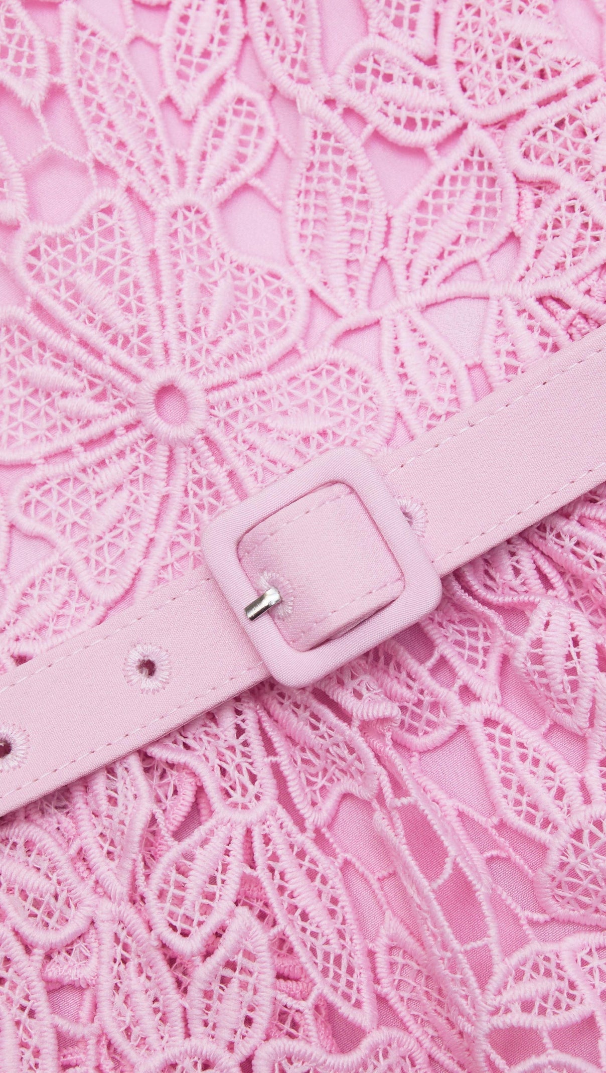 AIIZIE PINK GUIPURE ROUND NECK MINI DRESS - product image