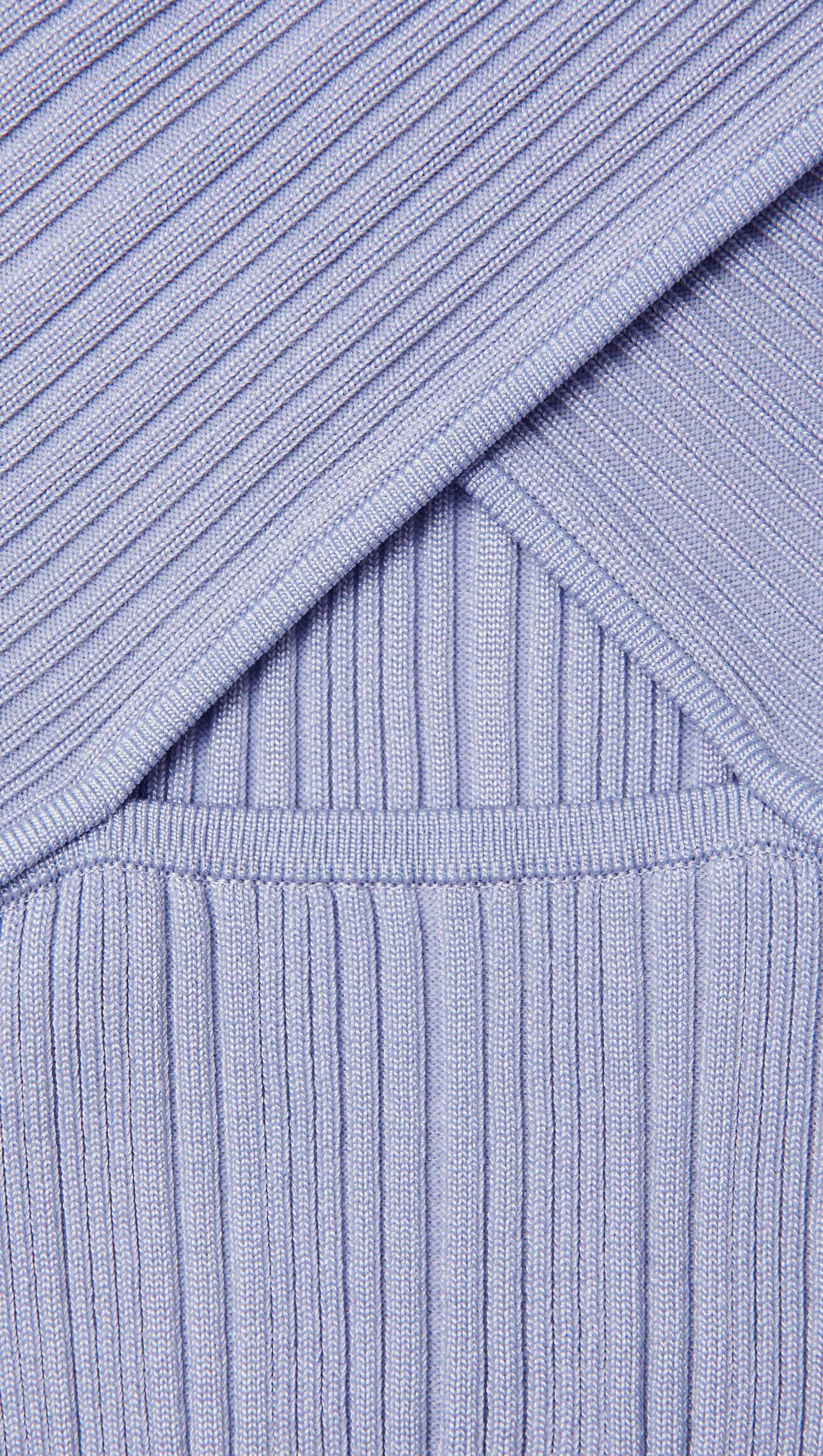 BLUE KNIT LACE CUTOUT MINI DRESS