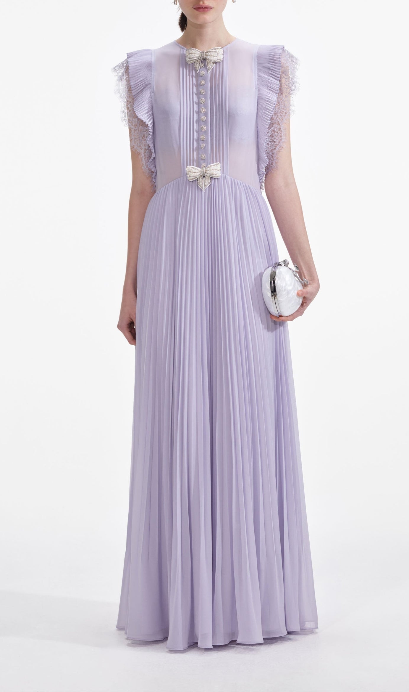 Lilac Chiffon Ruffle Maxi Dress