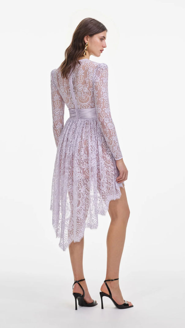 AIIZIE LILAC LACE SATIN MINI DRESS - product image