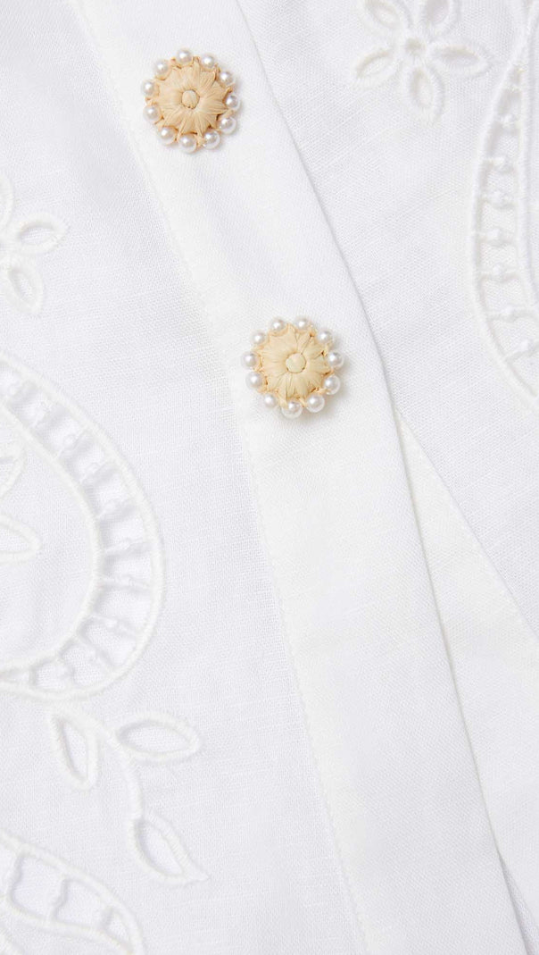 AIIZIE HELEN CREAM LINEN PEPLUM MIDI DRESS - product image