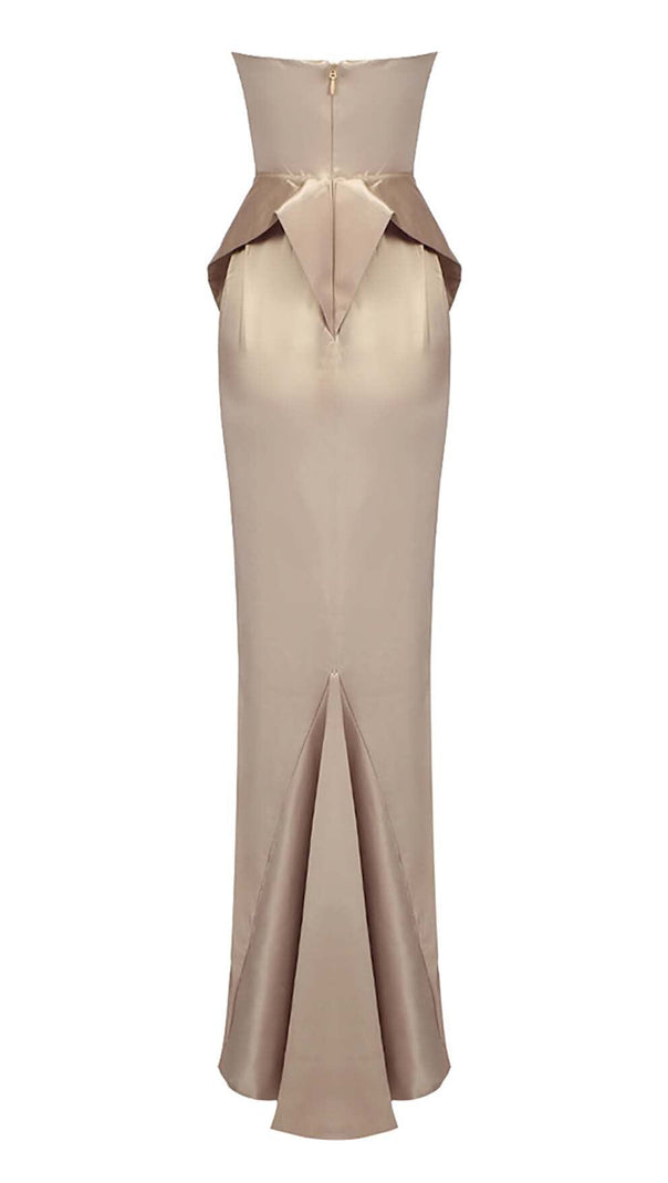 AIIZIE BRANDINA SATIN STRAPLESS MERMAID MAXI DRESS IN BEIGE - product image