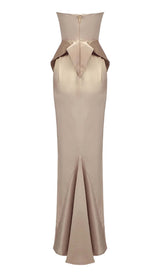 Brandina Satin Strapless Mermaid Maxi Dress In Beige
