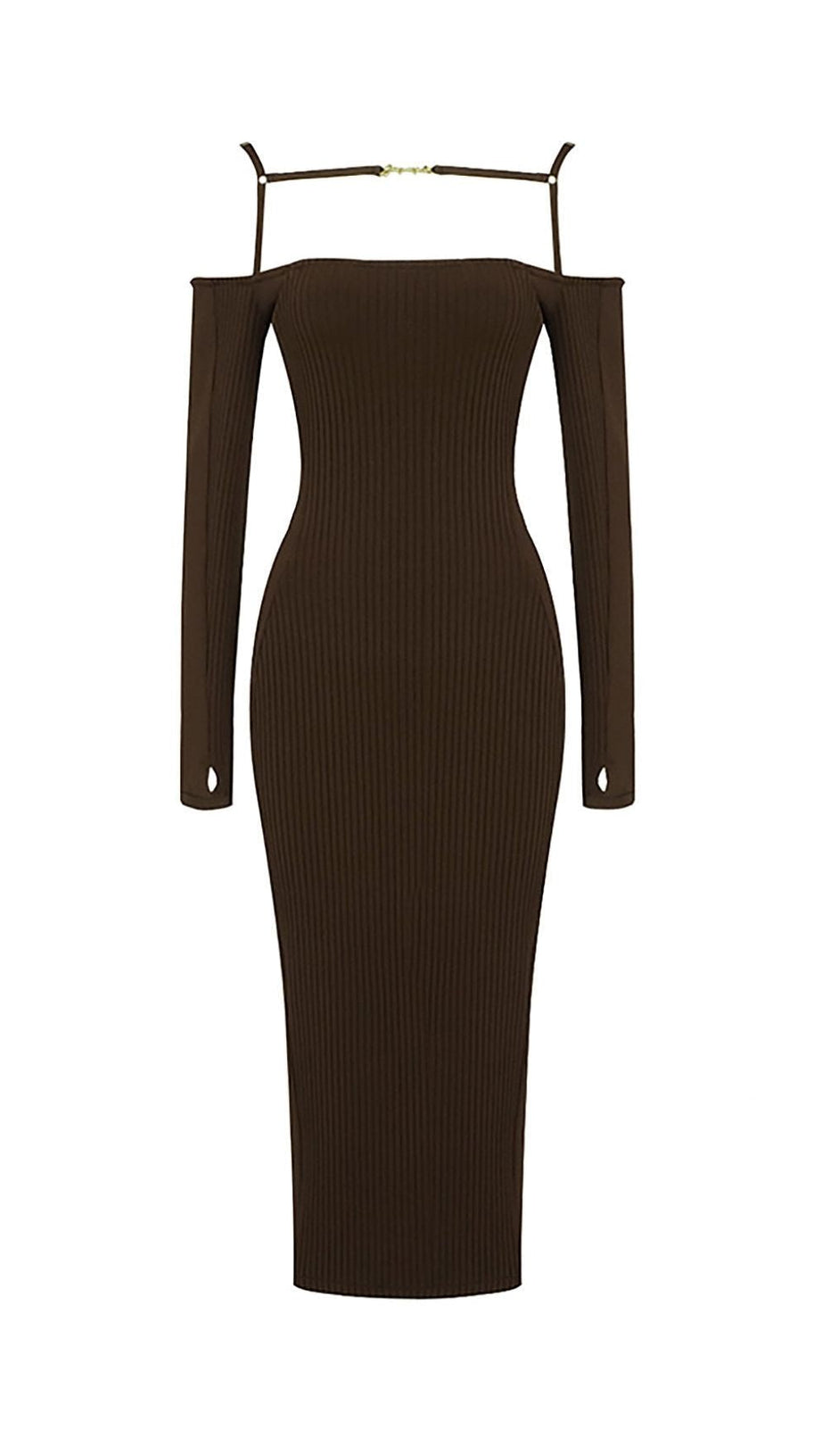 STRAPPY HOLLOW STRAPLESS BANDAGE MINI DRESS IN BROWN