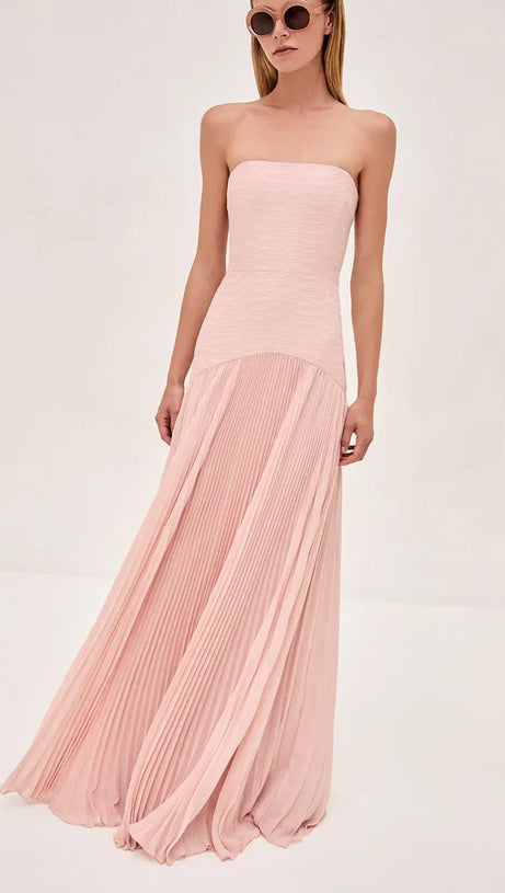 THEA STRAPLESS MESH BACKLESS MAXI DRESS IN PINK