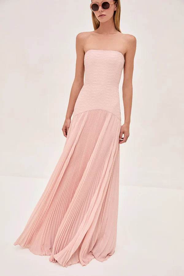 AIIZIE THEA STRAPLESS MESH BACKLESS MAXI DRESS IN PINK - product image