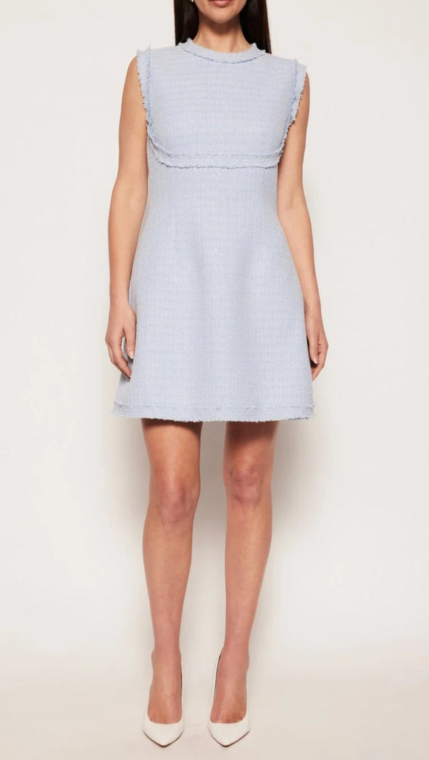 AIIZIE TWEED SLEEVELESS MINI DRESS IN BLUE - product image