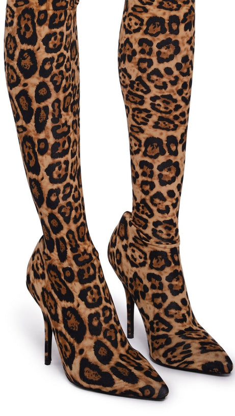 Sagier Hosenstiefel mit Leopardenmuster