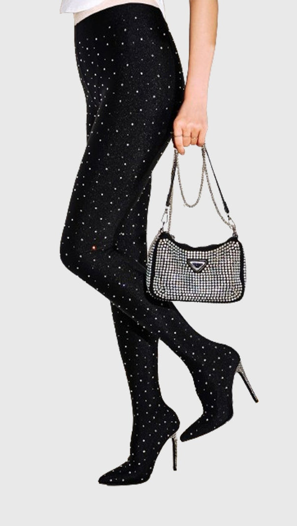 AIIZIE SAGIER RHINESTONE LEGGING BOOTS - BLACK - product image