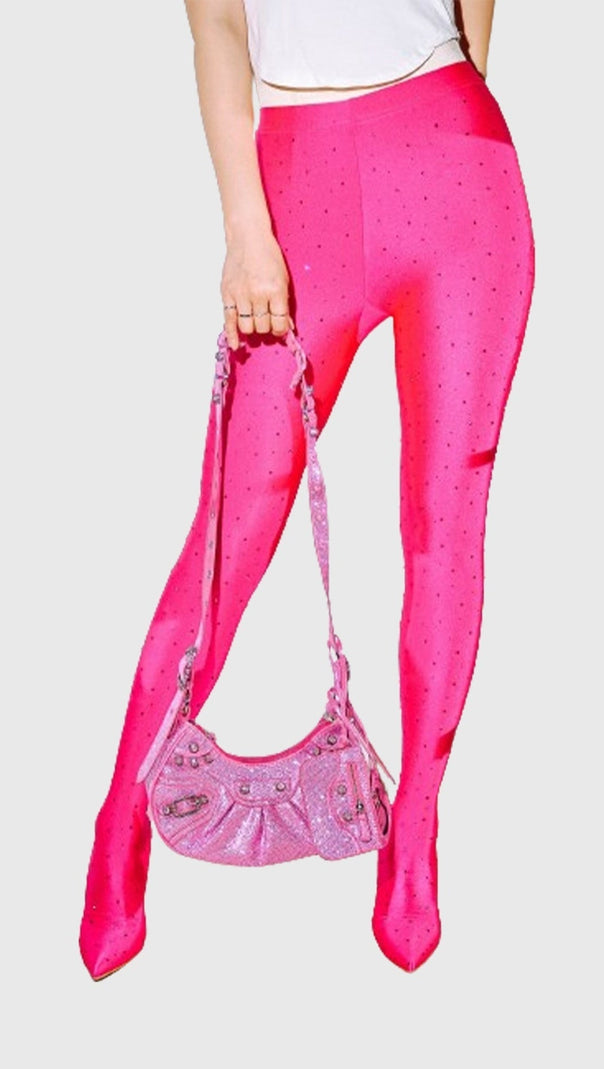 AIIZIE SAGIER RHINESTONE LEGGING BOOTS - PINK - product image