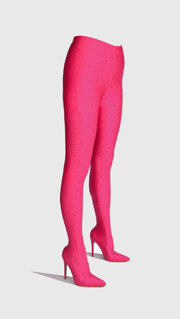 AIIZIE SAGIER RHINESTONE LEGGING BOOTS - PINK - product image