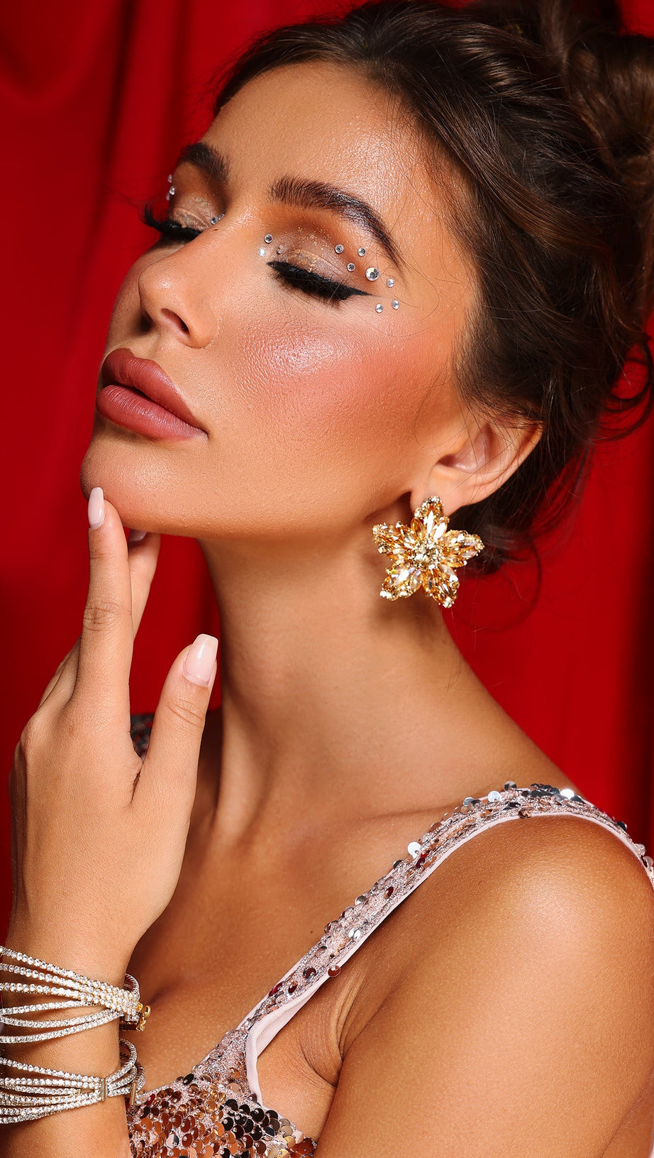 FLOWER RHINESTONE EARRINGS