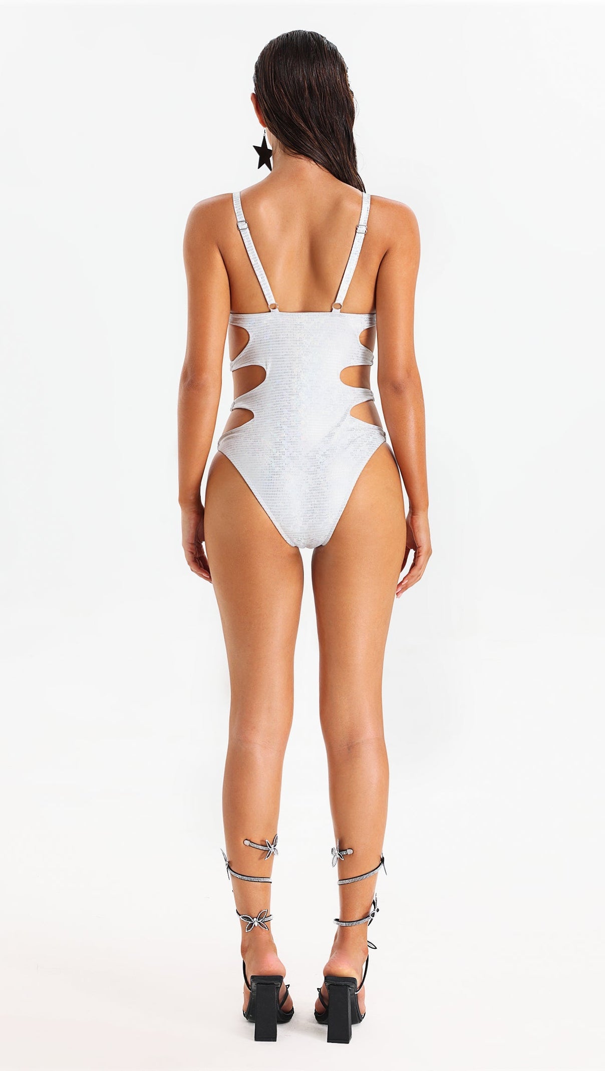 AIIZIE SAMIRA METALLIC SHINY CUT OUT SWIMSUIT - product image