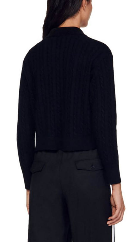 CABLE KNIT POLO NECK JUMPER