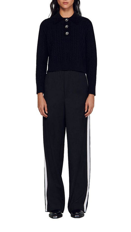 CABLE KNIT POLO NECK JUMPER