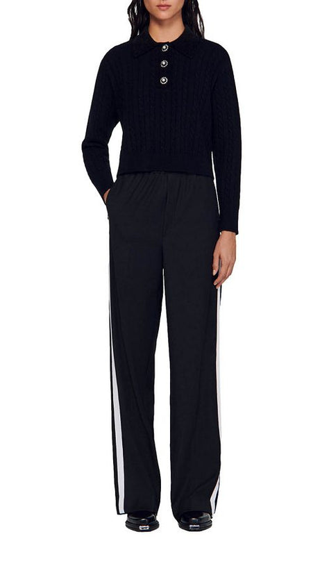 CABLE KNIT POLO NECK JUMPER