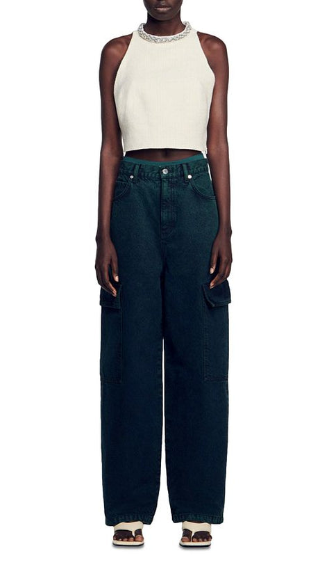 EMBELLISHED TWEED CROP TOP