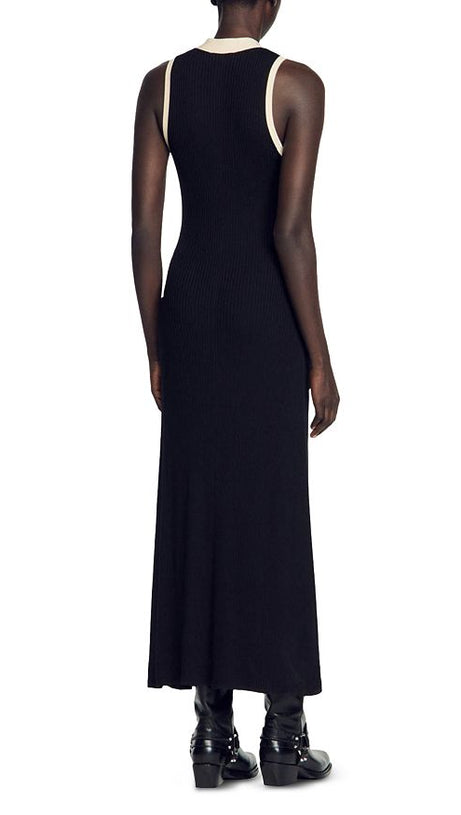 GABRIELLA TWO TONE RIB KNIT MAXI DRESS