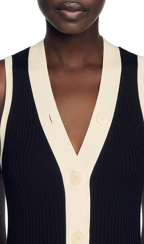 GABRIELLA TWO TONE RIB KNIT MAXI DRESS