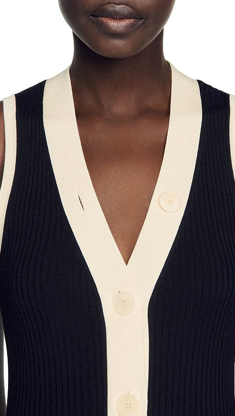 GABRIELLA TWO TONE RIB KNIT MAXI DRESS