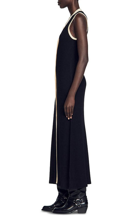 GABRIELLA TWO TONE RIB KNIT MAXI DRESS
