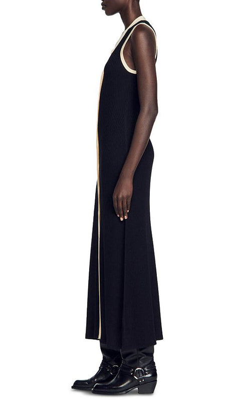 GABRIELLA TWO TONE RIB KNIT MAXI DRESS