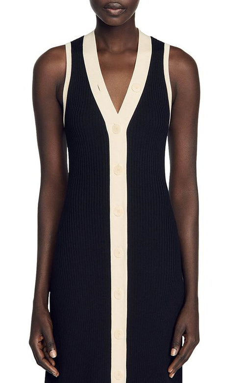 GABRIELLA TWO TONE RIB KNIT MAXI DRESS