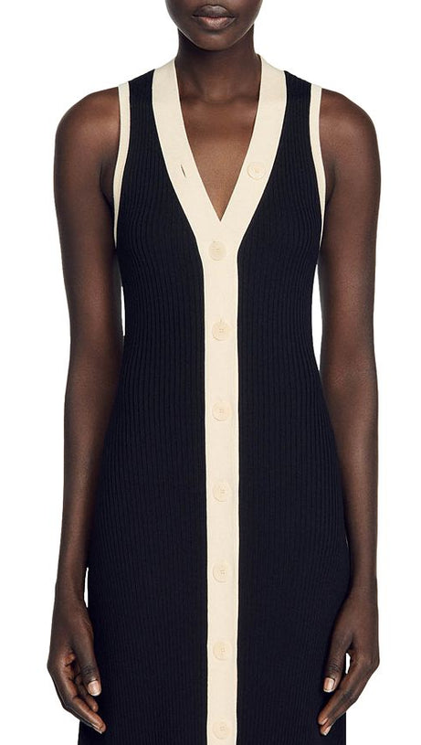 GABRIELLA TWO TONE RIB KNIT MAXI DRESS