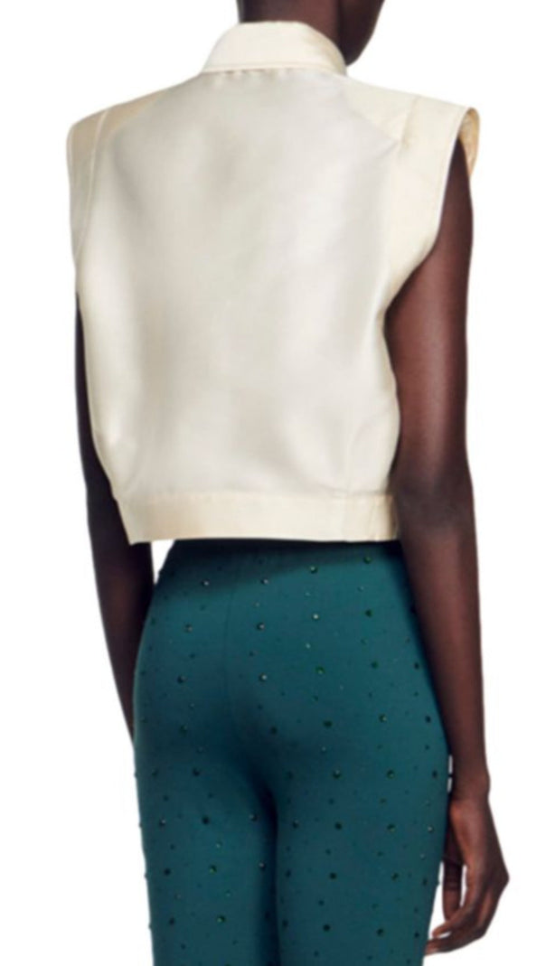 AIIZIE LIMON CROPPED SATIN SHIRT - product image