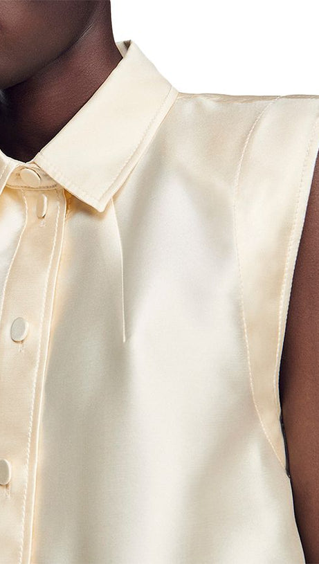 LIMON CROPPED SATIN SHIRT