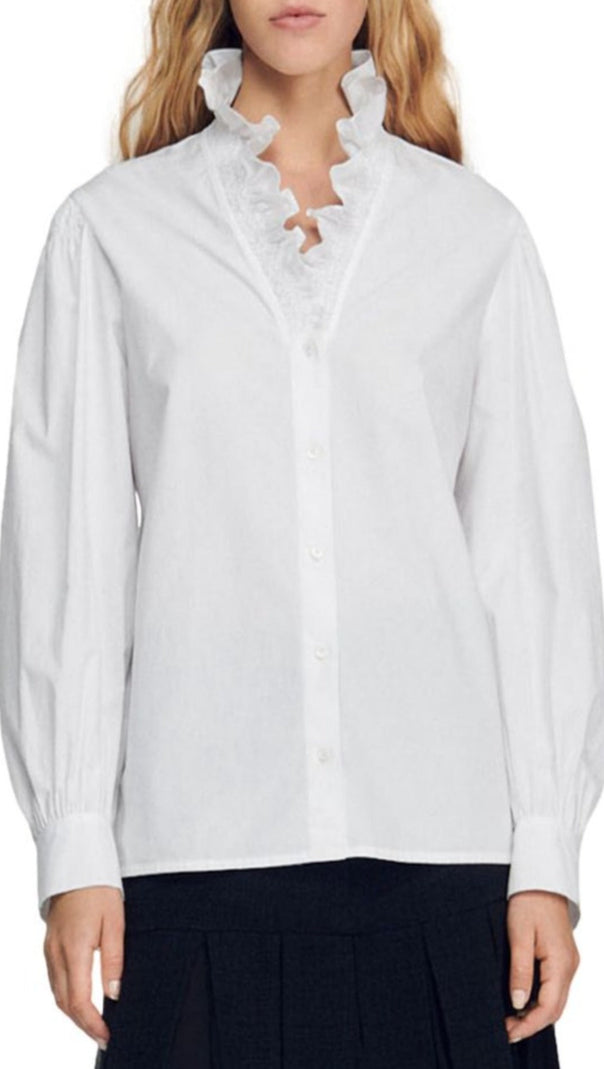 AIIZIE LISANDRA ORGANIC COTTON RUFFLED BLOUSE - product image