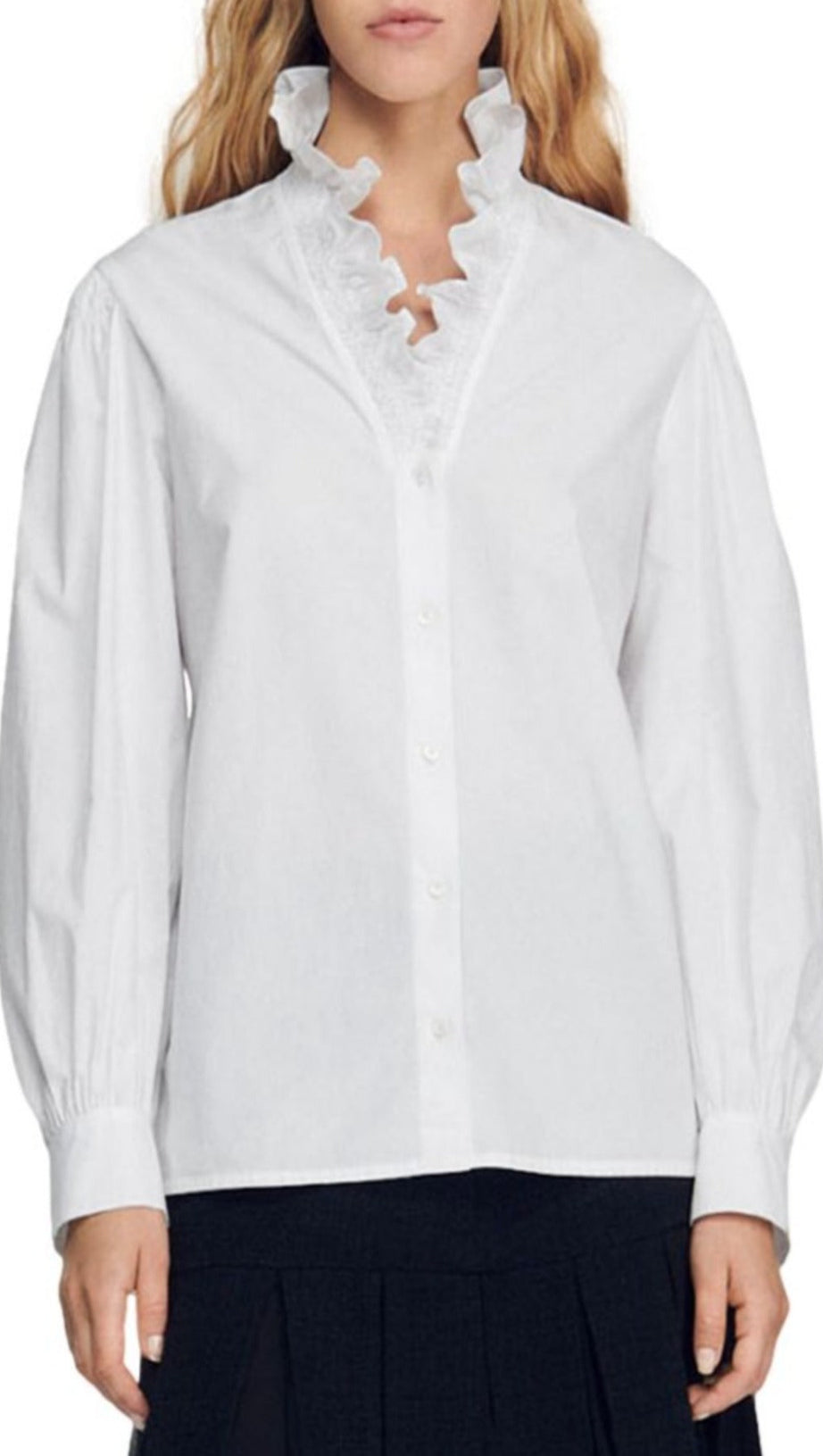 LISANDRA ORGANIC COTTON RUFFLED BLOUSE