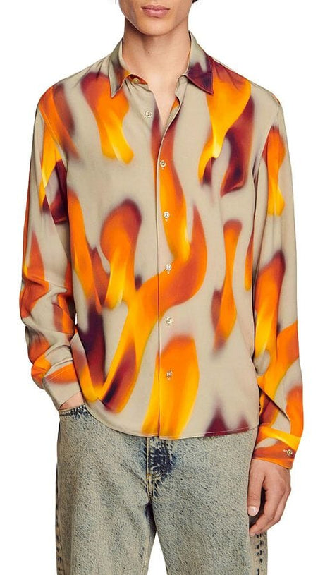 CAMICIA A MANICA LUNGA CON FIAMME 
