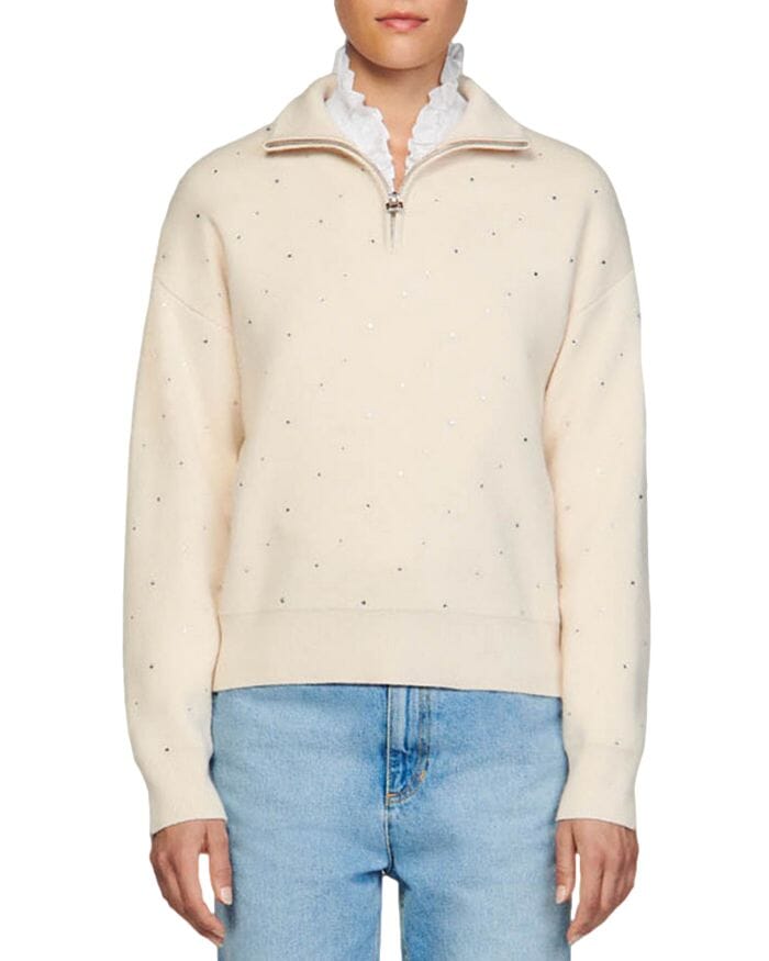 MAGLIONE OSY CON STRASS E ZIP A UN QUARTO 