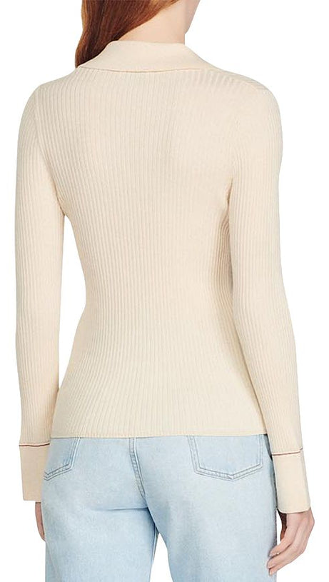 SPREAD COLLAR RIBBED CARDIGAN