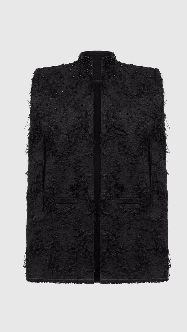 AIIZIE SANTOS JACQUARD BEADED CAPE - BLACK - product image