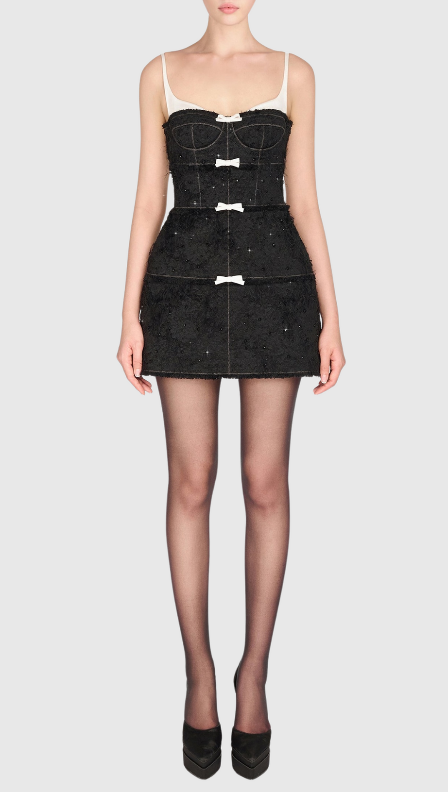 MANTELLA SANTOS JACQUARD CON PERLINE - NERO