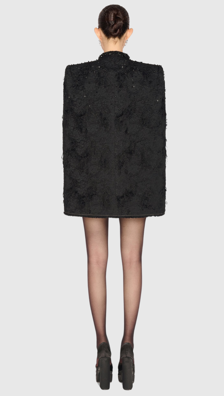 MANTELLA SANTOS JACQUARD CON PERLINE - NERO