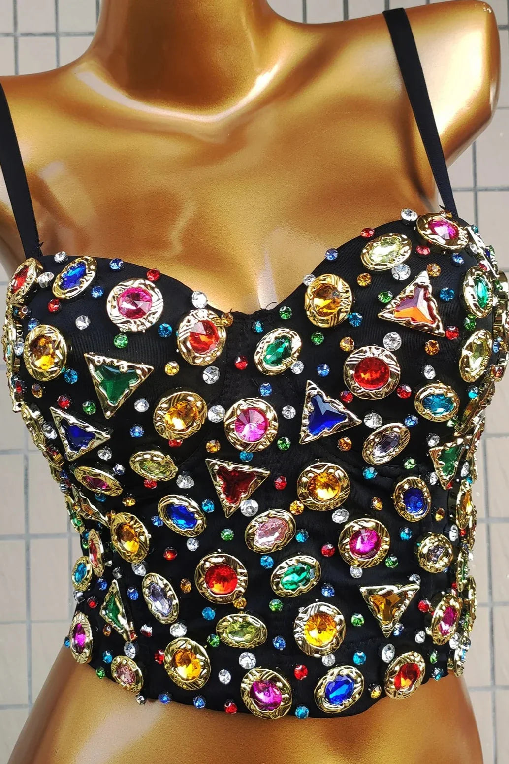 Colorful Stones Short Waist Corset