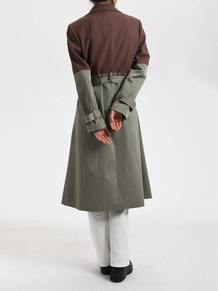 AIIZIE BELTED BLAZER TRENCH COAT IN BROWN GRAY - product image