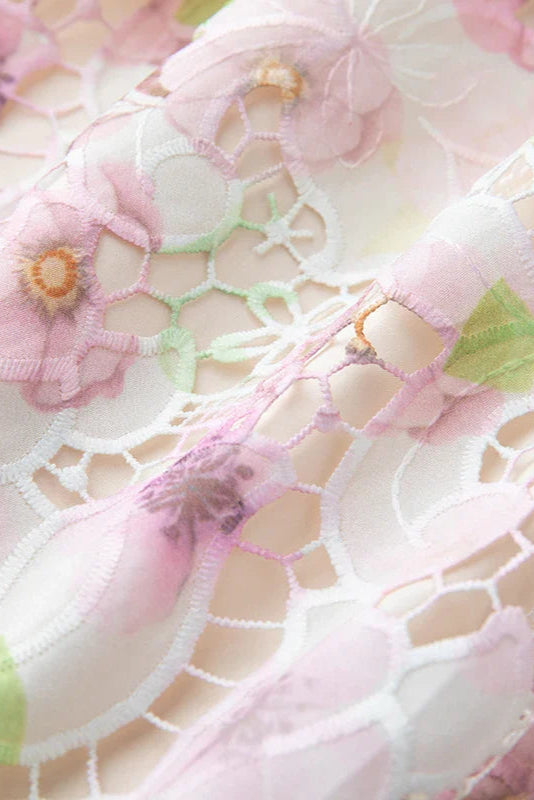 Kleid mit hoher Taille, schmaler Passform und Blumenspitze