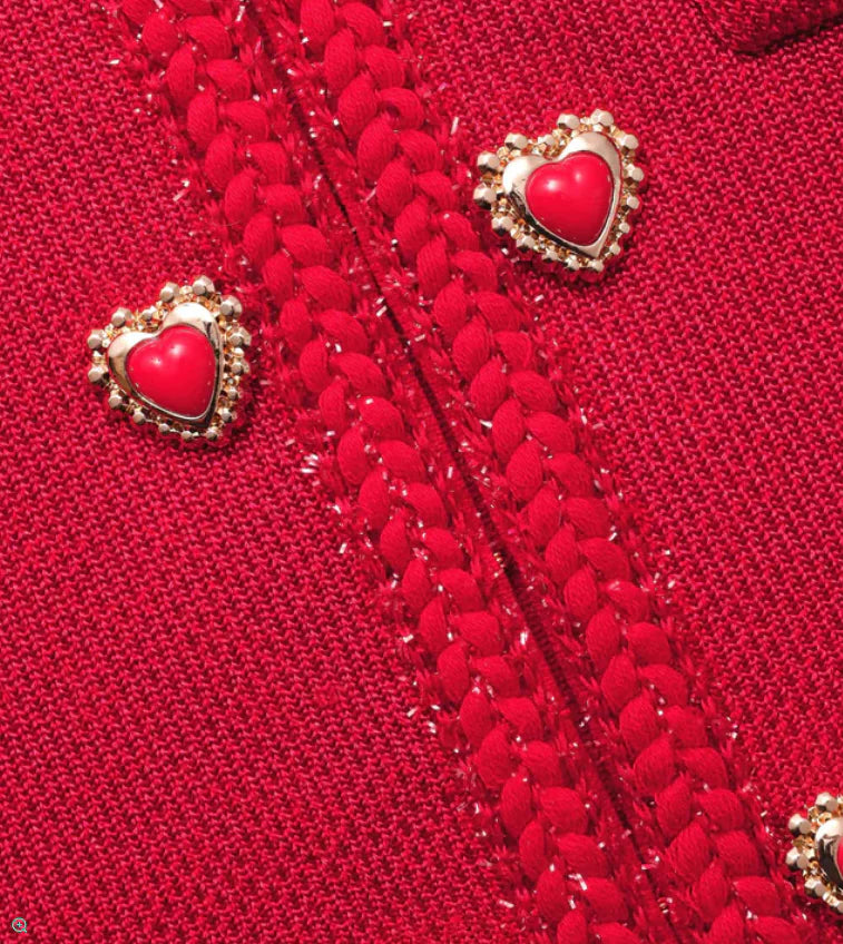 AIIZIE BETTY PATCH-POCKET ROUND-NECK KNITTED MINI DRESS IN RED - product image