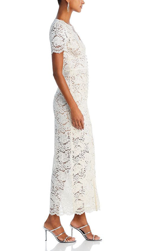 FLORAL LACE MIDI DRESS