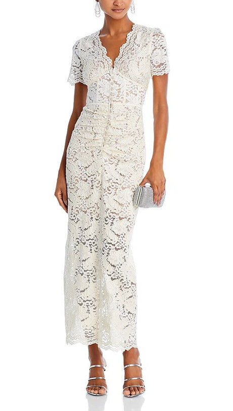 FLORAL LACE MIDI DRESS