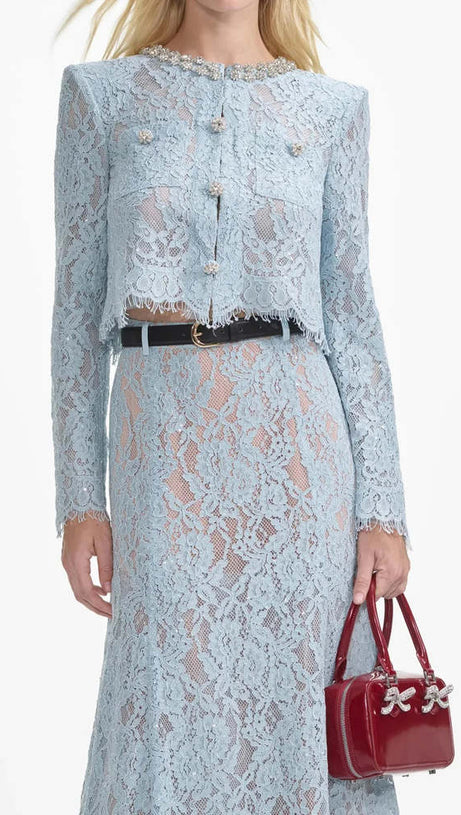 CAROL LACE EMBELLISHED TOP IN BLUE