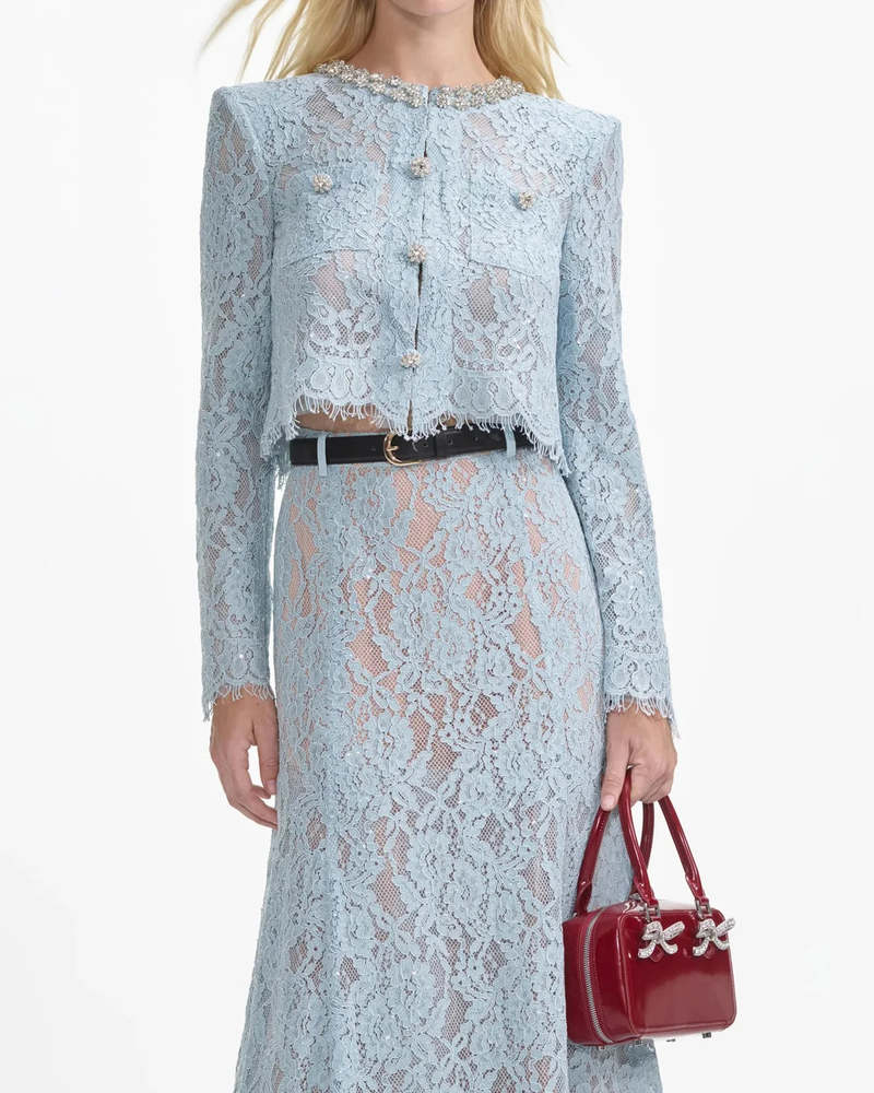 AIIZIE CAROL LACE EMBELLISHED TOP IN BLUE - product image